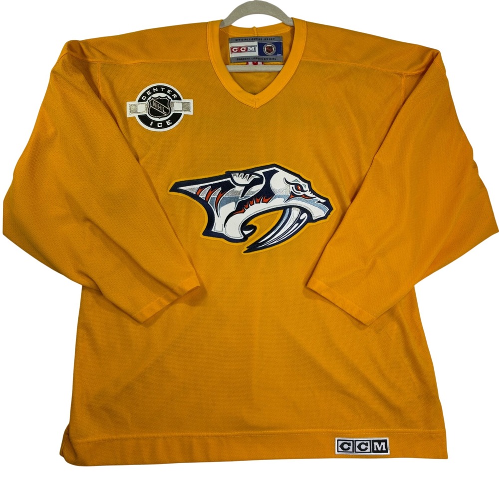 CCM Nashville Predators NHL Center Ice Hockey Jersey Gold Mens XL Canada Made